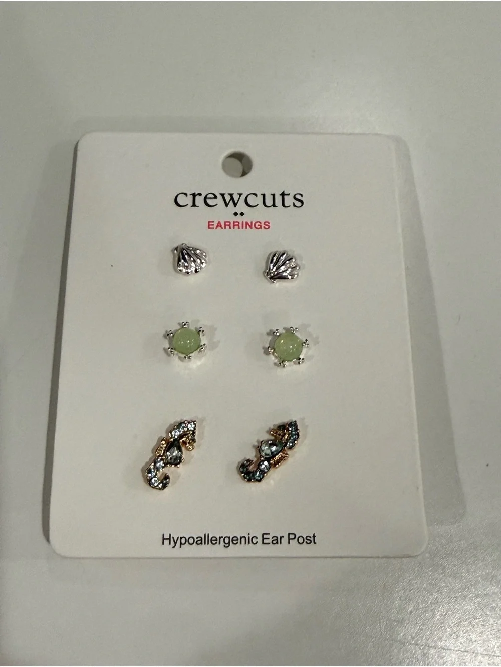 NWT Crew cut Girls' sea critter stud earrings pack-of-three